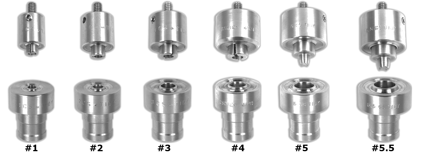 <B>Self-cleaning</B> CS-TIDY grommet attaching dies