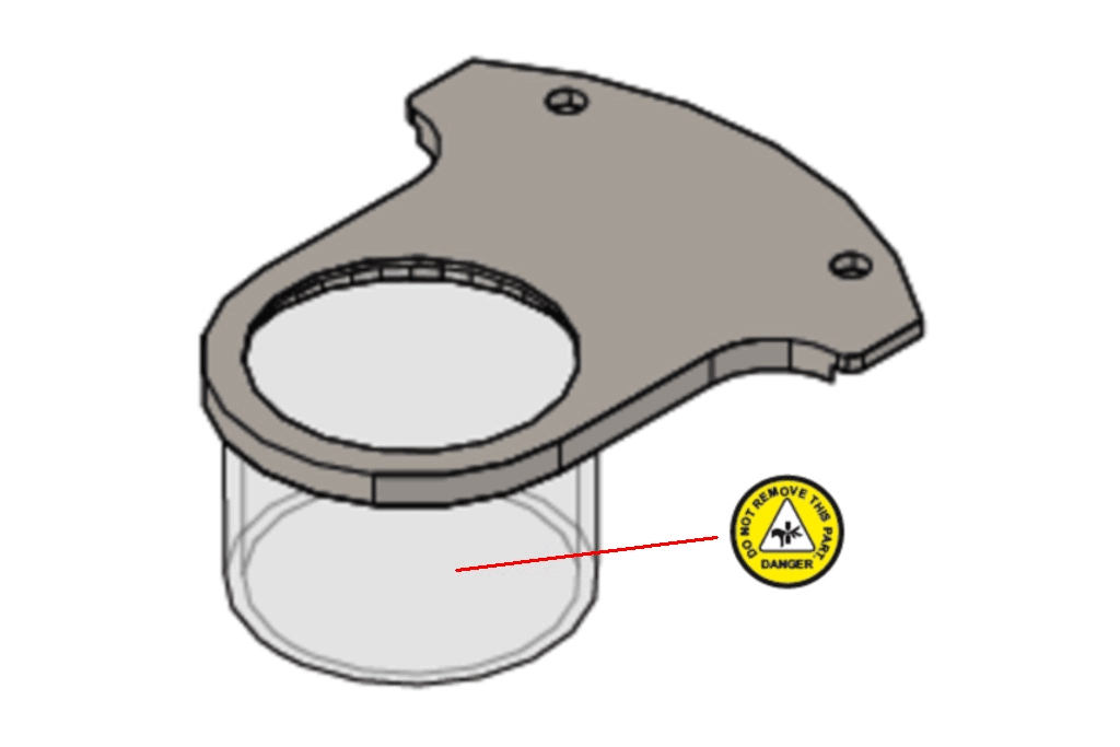 40mm Acrylic Finger Guard w/ Bracket & OSHA Warning Label