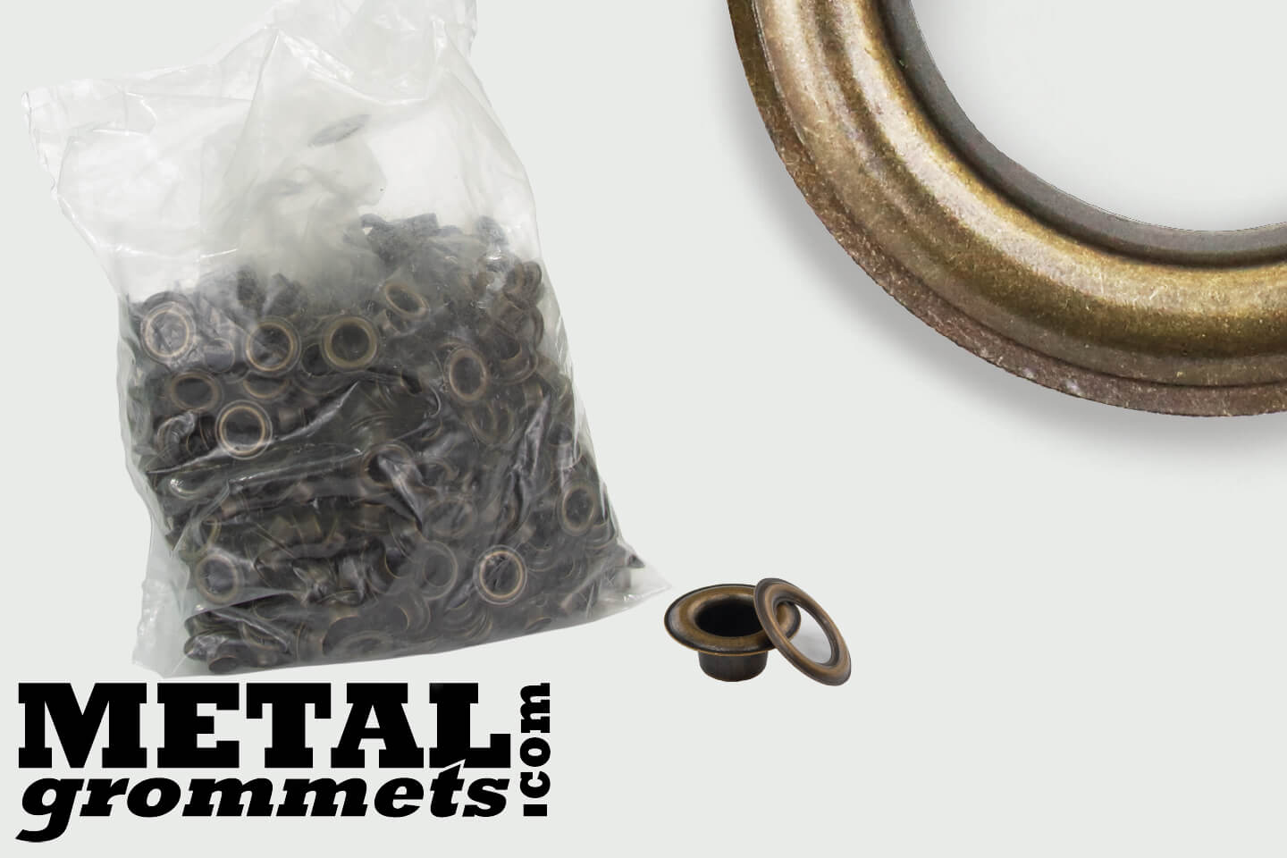 #2 Long-Neck (3/8 Hole Size) Antique Brass Grommets & Washers