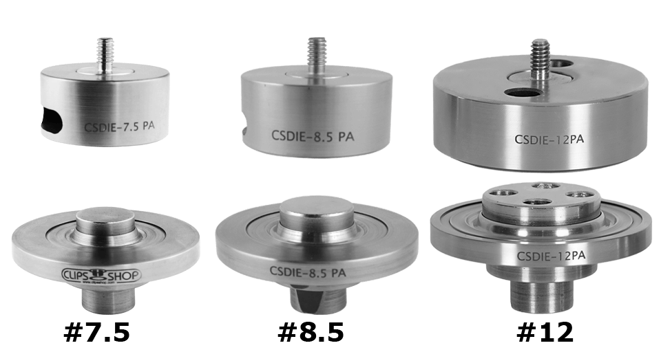 Two-step dies for curtain eyelets